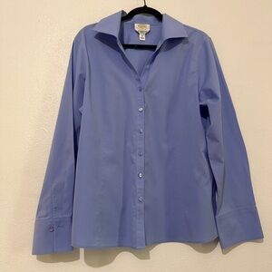 Talbots Blue Button Down Shirt, Wrinkle Resistant Stretch. Sz 16.